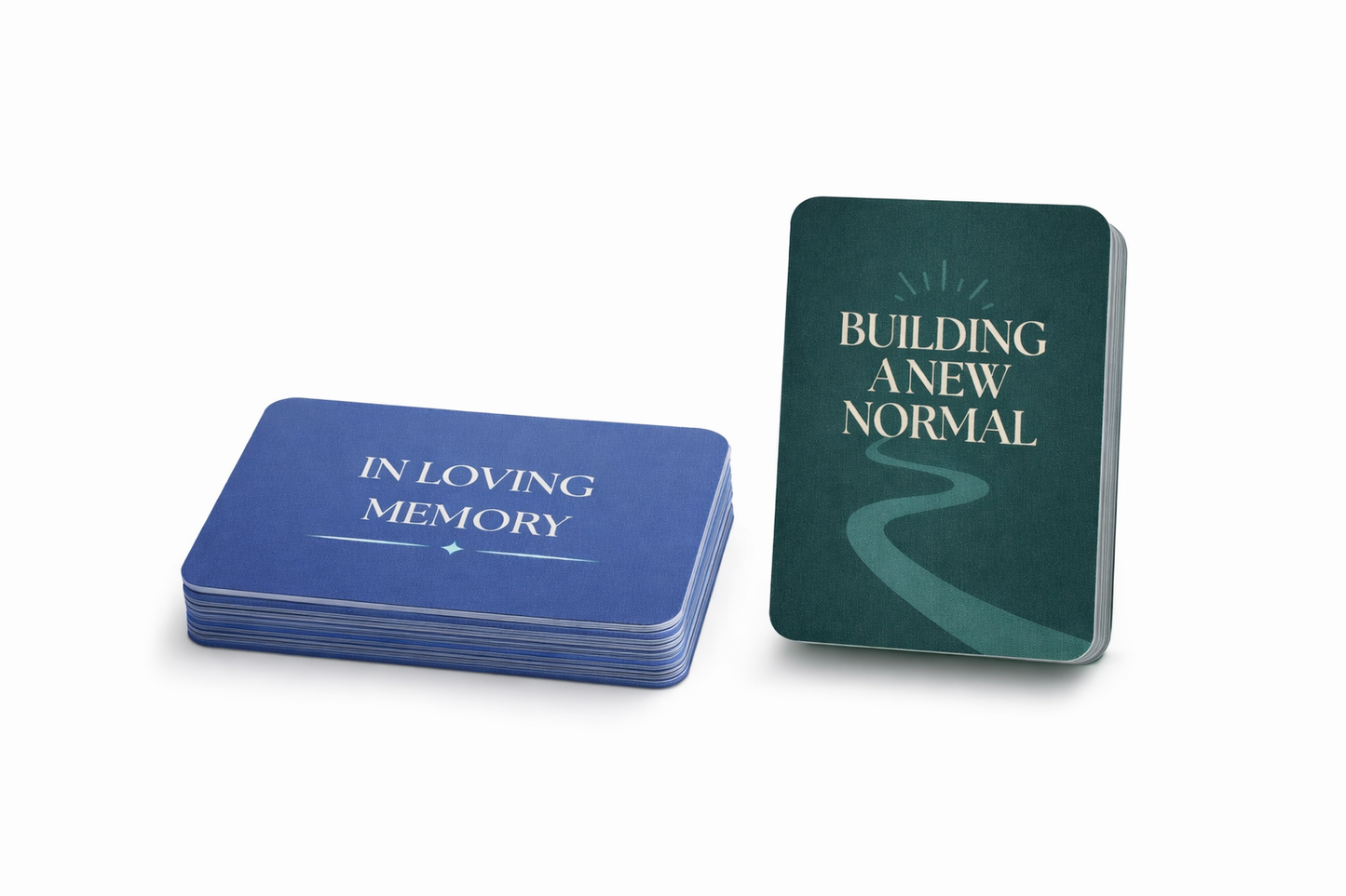 SentiKits reflection cards and Building New Normal card deck, a guided grief support tool with prompts for healing and rebuilding after loss