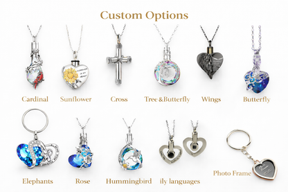 Close-up of SentiKits memorial necklace urn, a meaningful keepsake vessel and sympathy gift for grieving loved ones